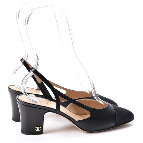 chanel cap-toe cc slingback pumps black